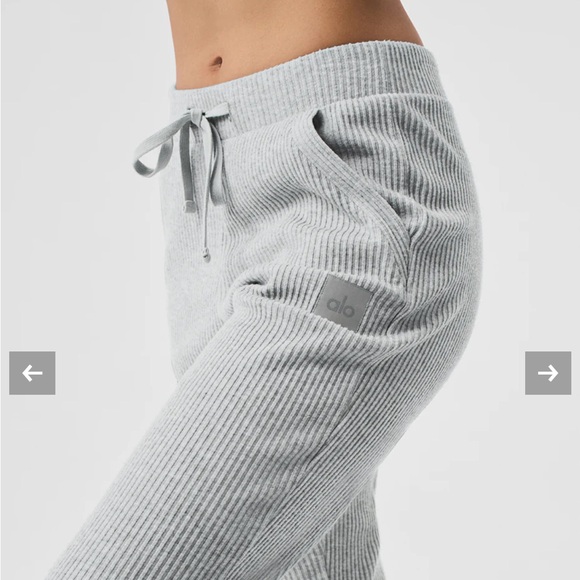 Alo Gray Ribbed Joggers - Picture 2 of 8